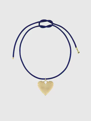 Exclusive Gap Denim Ribbed Heart of Gold Necklace | Gap (US)