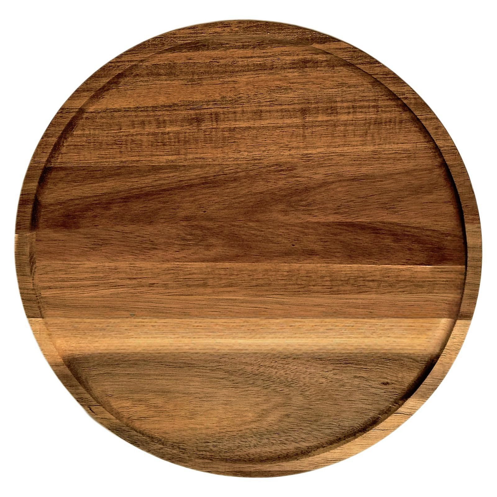 PINXIURY 11.8 Inch Round Wooden Decorative Serving Tray for Coffee Table and Home Decor, Round Wo... | Amazon (US)