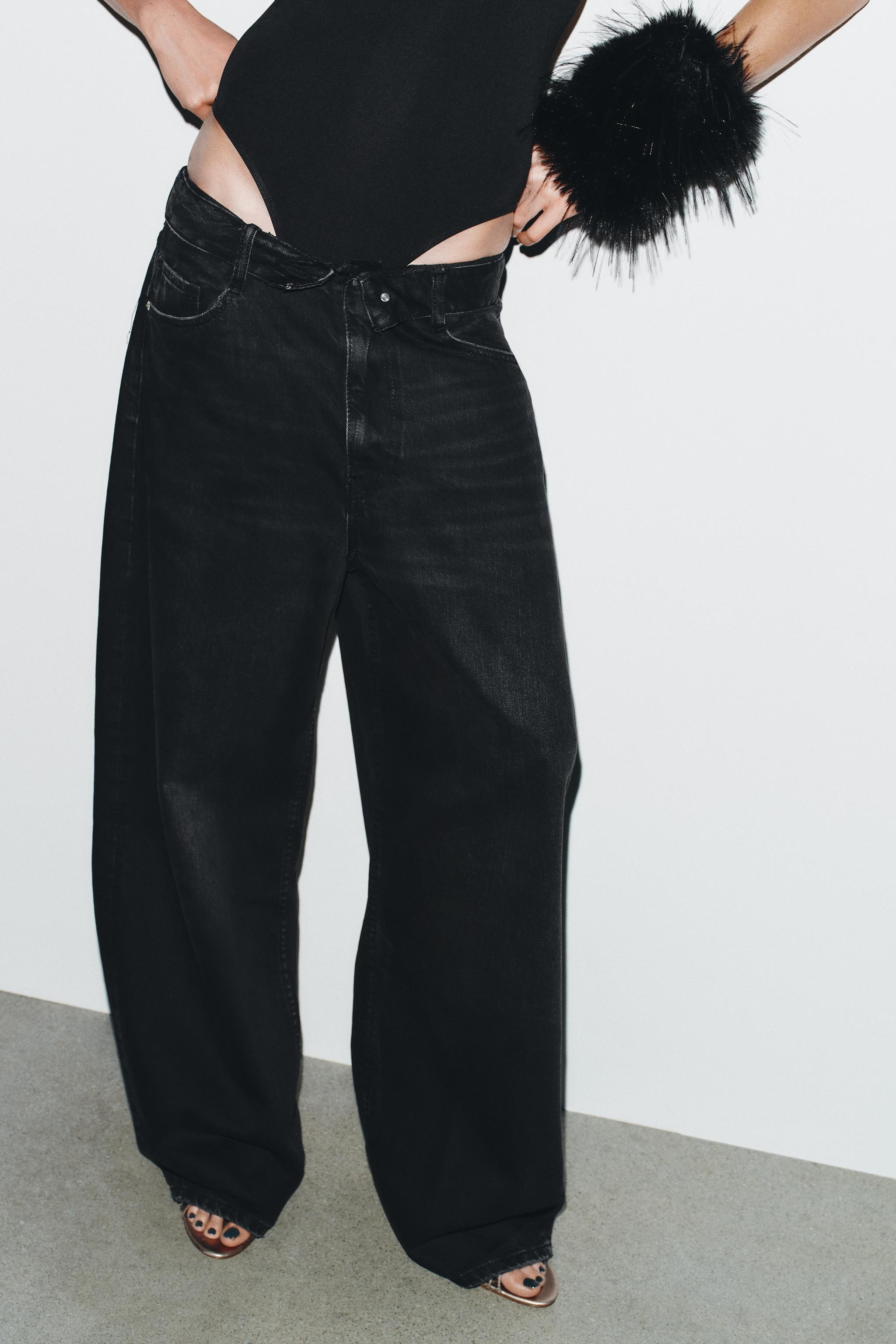 TRF MID-WAIST FOLD-OVER WAISTBAND JEANS | Zara UK