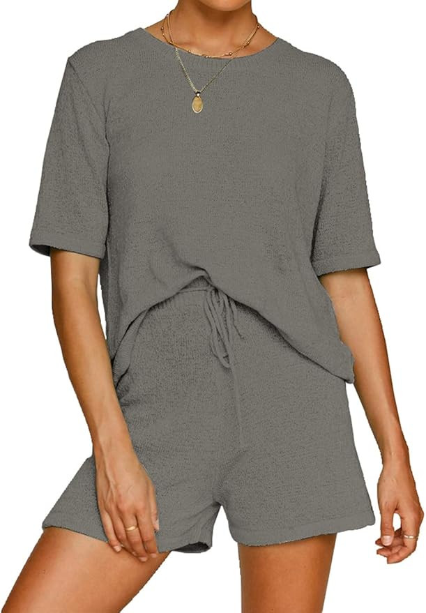 PRETTYGARDEN Women’s Casual Two Piece Outfits Sets Knit Short Sleeve Tops With Shorts Tracksuit... | Amazon (US)