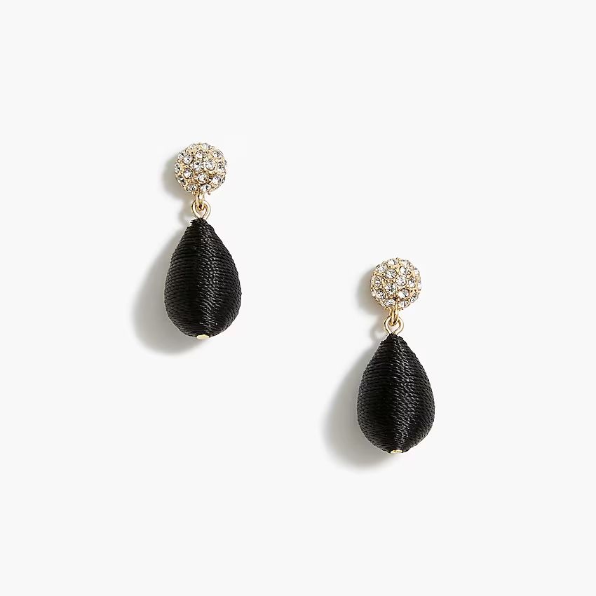 Thread-wrapped drop earrings with crystal posts | J.Crew Factory