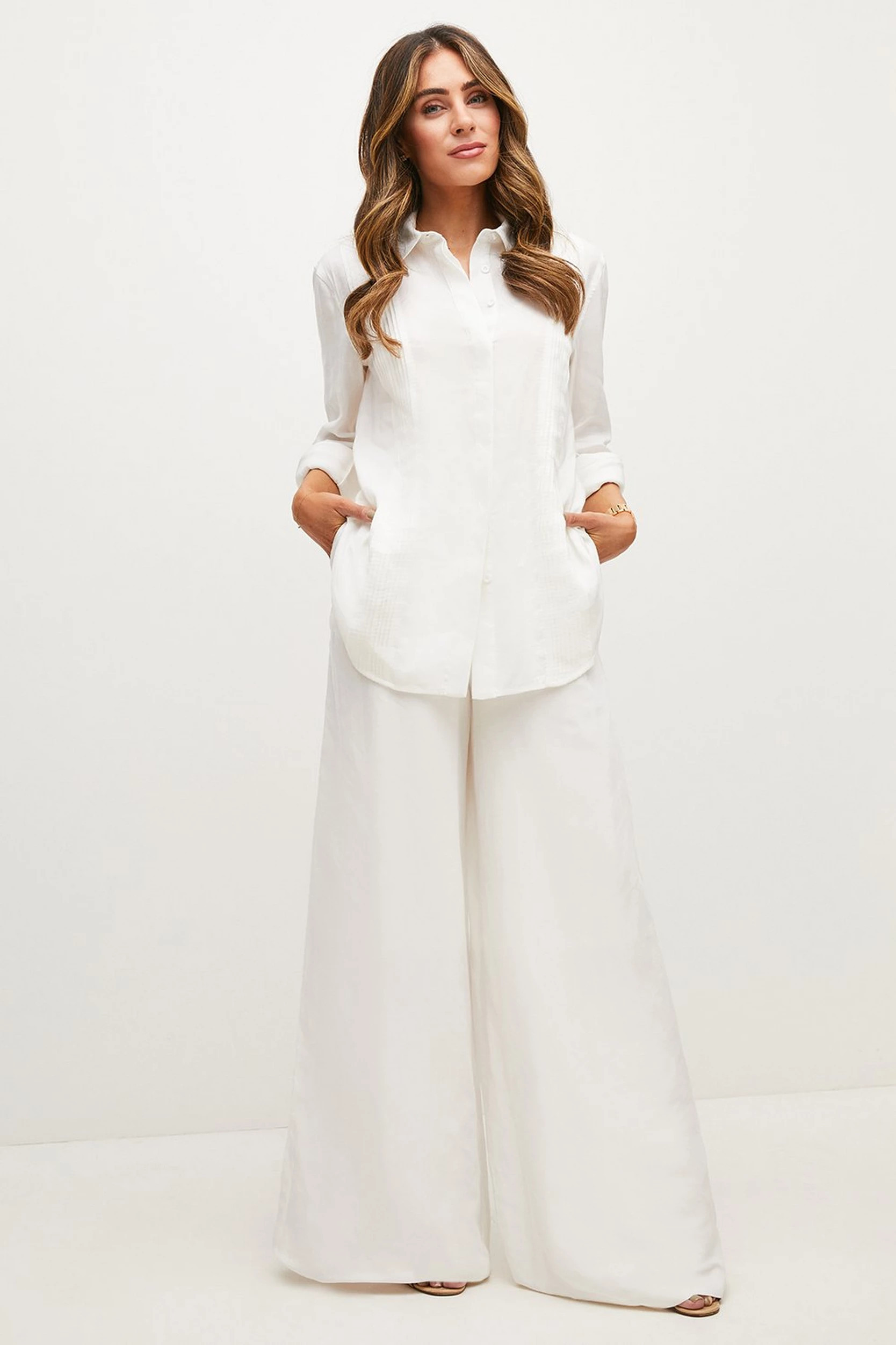 Lydia Millen Linen Wide Leg Trouser | Karen Millen UK + IE + DE + NL