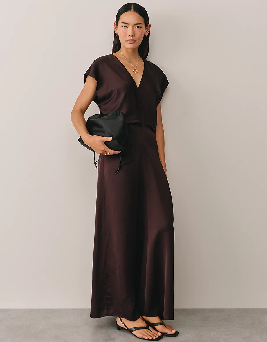 Satin Drape Dress | The White Company UK & ROW