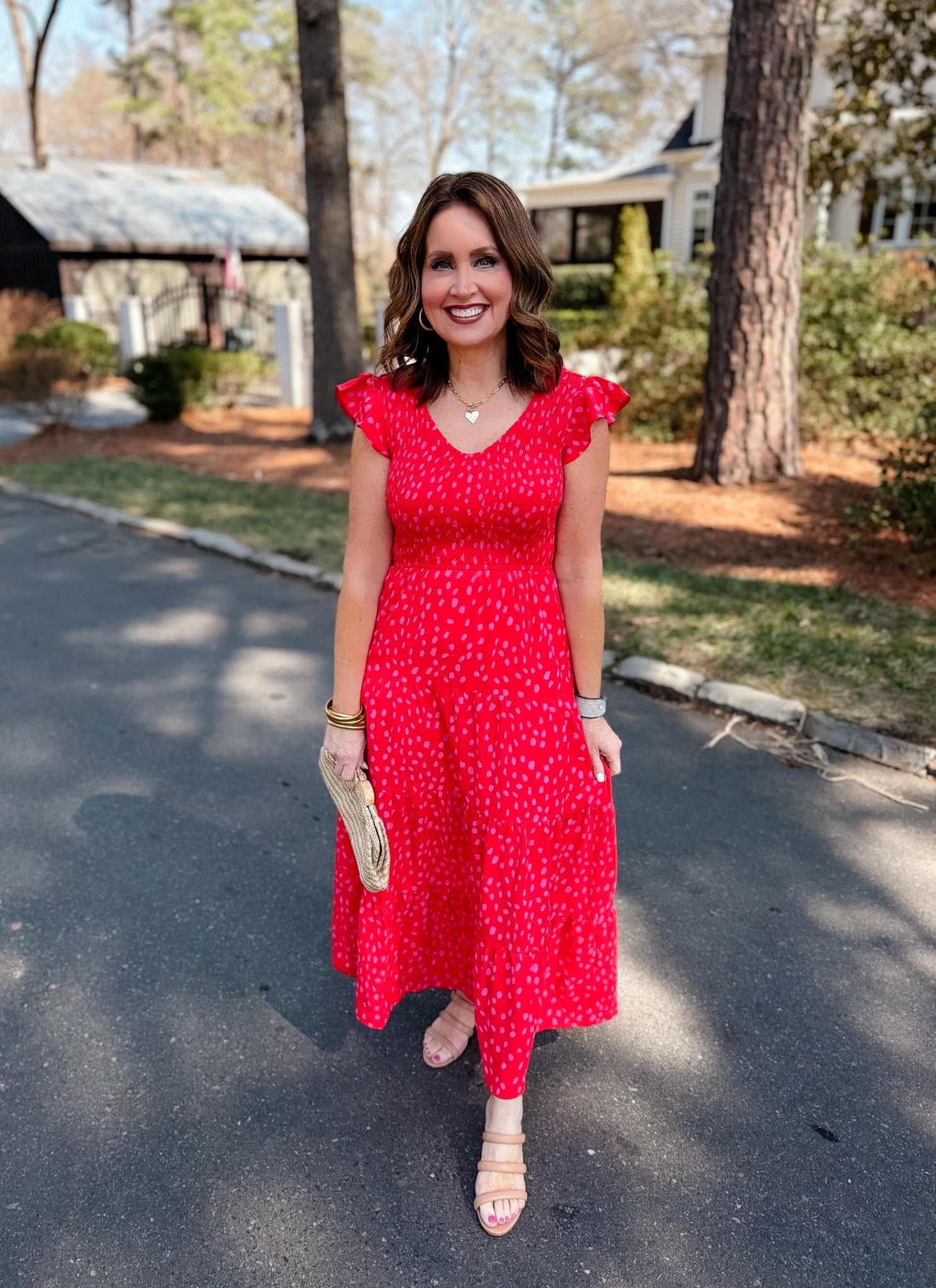 Amazon dress - true to size (small)
Comes in 20 colors & currently on sale!
My color is “print red"

Use code LAURA to save 25% on my earrings & necklace 

Amazon dress 
Red maxi dress 

#LTKSaleAlert #LTKOver40 #LTKootd