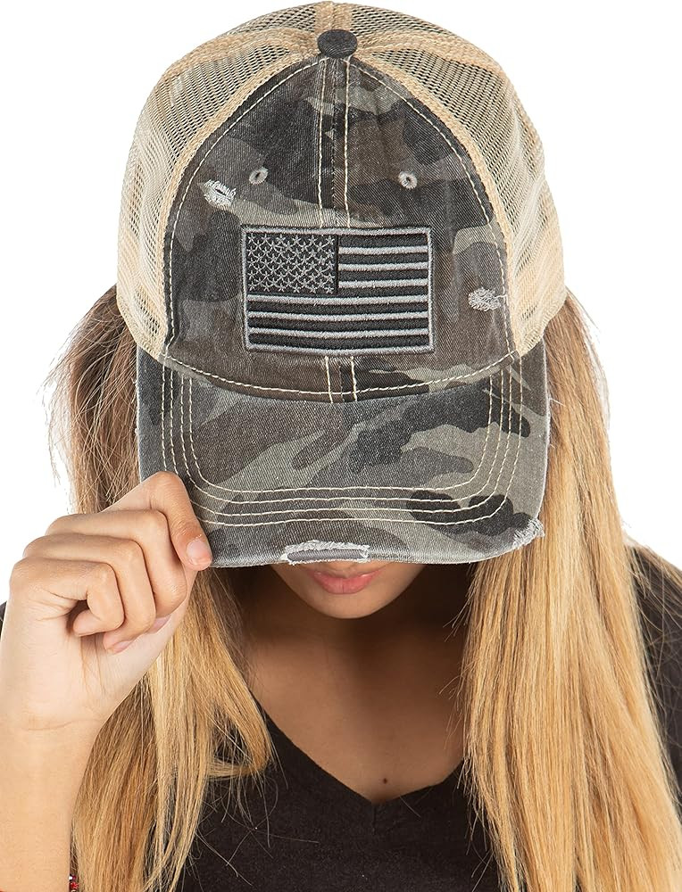 Funky Junque Trucker Hat for Women – Distressed Low Profile Western Camo Baseball Cap with Mesh... | Amazon (US)