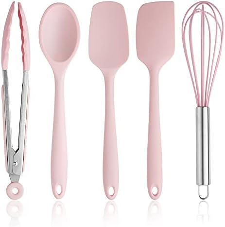 COOK WITH COLOR Silicone Cooking Utensils, 5 Pc Kitchen Utensil Set, Easy to Clean Silicone Kitch... | Amazon (US)