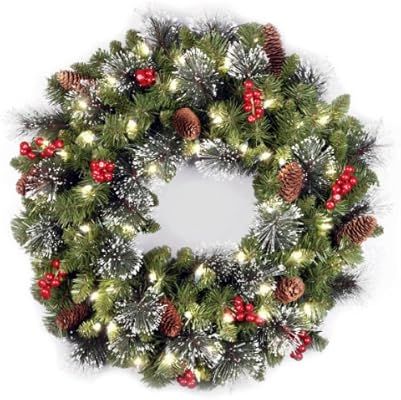 National Tree Company lit Artificial Christmas Wreath Flocked with Mixed Decorations and Pre-stru... | Amazon (US)