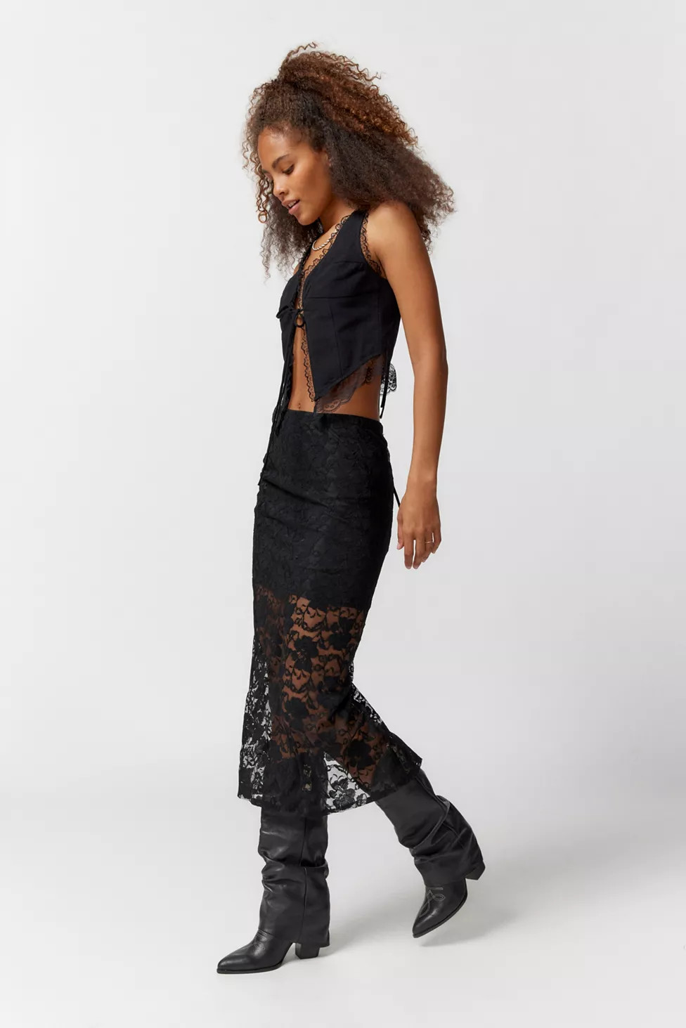 Urban Renewal Remnants Layered Lace Midi Skirt | Urban Outfitters (US and RoW)