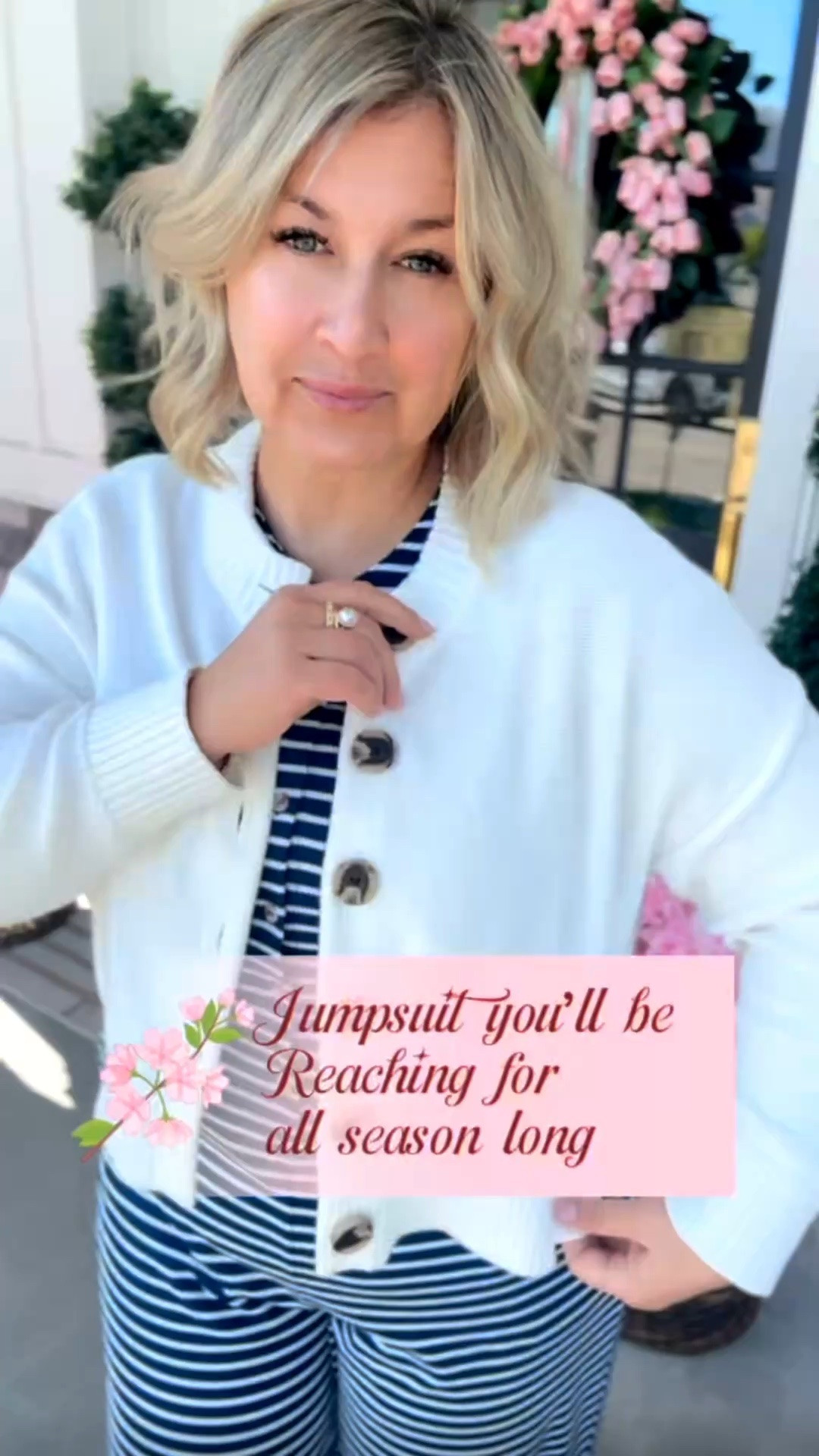 
🌸Comment SHOP for links 
🌸I may receive a small commission if you shop through my links (at no extra cost to you)
🌸Follow for more midsize over 45 ootd 
-
Effortless, polished, and so comfortable 🤍
This striped jumpsuit is one of those pieces you’ll keep reaching for all season long. Paired with a lightweight 100% cotton cardigan and my go-to white Toms for that easy, everyday feminine look.
-

midsize outfit ideas over 40. striped jumpsuit outfit. casual classy outfits for women over 50. lightweight cardigan outfit. feminine everyday style. comfortable chic outfits midlife. spring summer outfit ideas women over 40. cotton cardigan styling. casual outfits with jumpsuit. effortless polished style. everyday outfit inspiration midsize. white toms outfit ideas. look for less fashion finds. affordable feminine outfits. midlife fashion inspiration