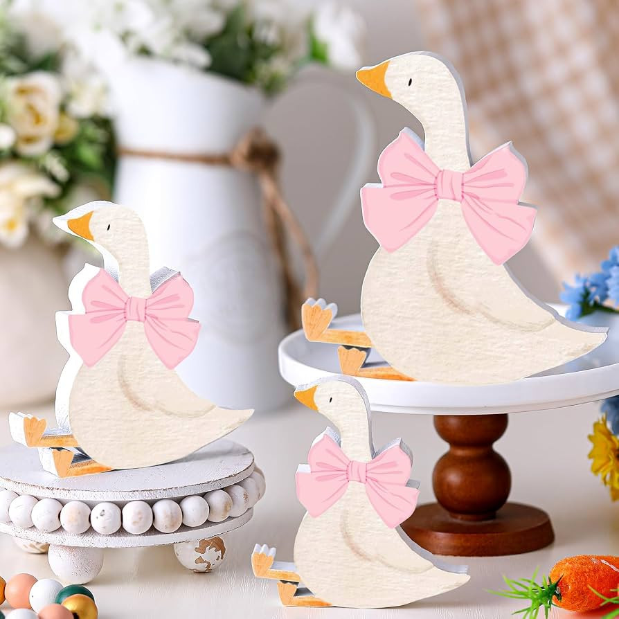 Lineshading 3 Pcs Silly Goose Birthday Party Decoration Pink Bow Wooden Silly Goose Baby Shower D... | Amazon (US)