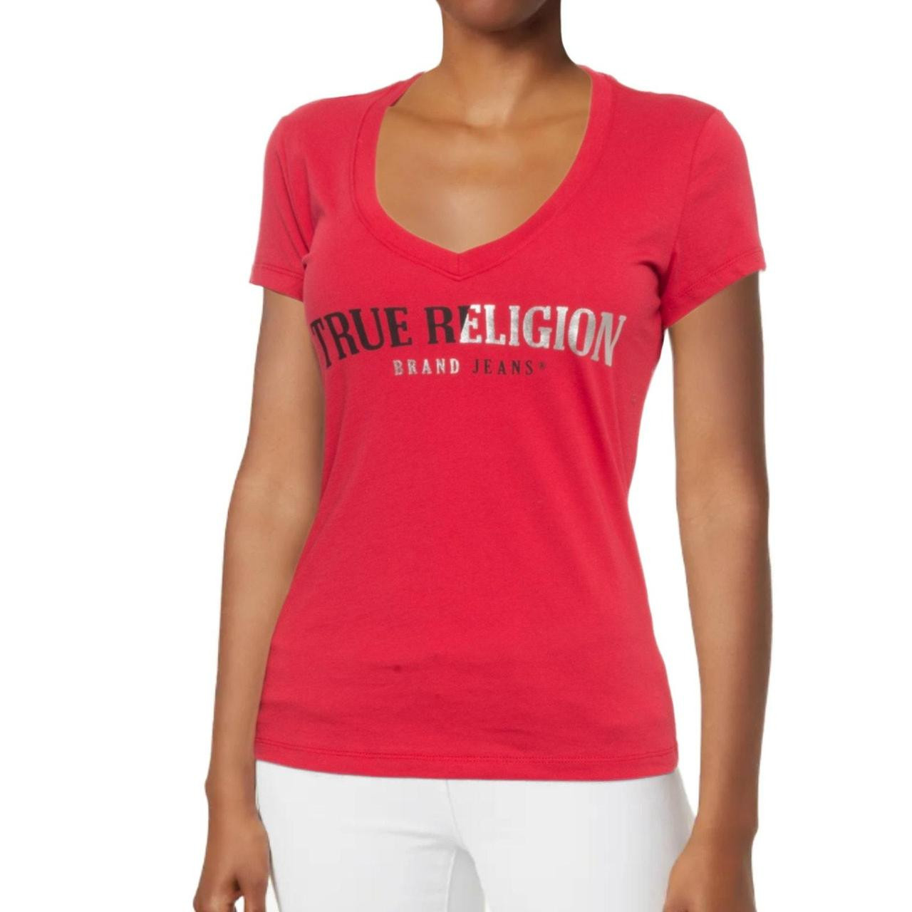 True Religion Women's Blouse - Red/Silver - L | Depop US