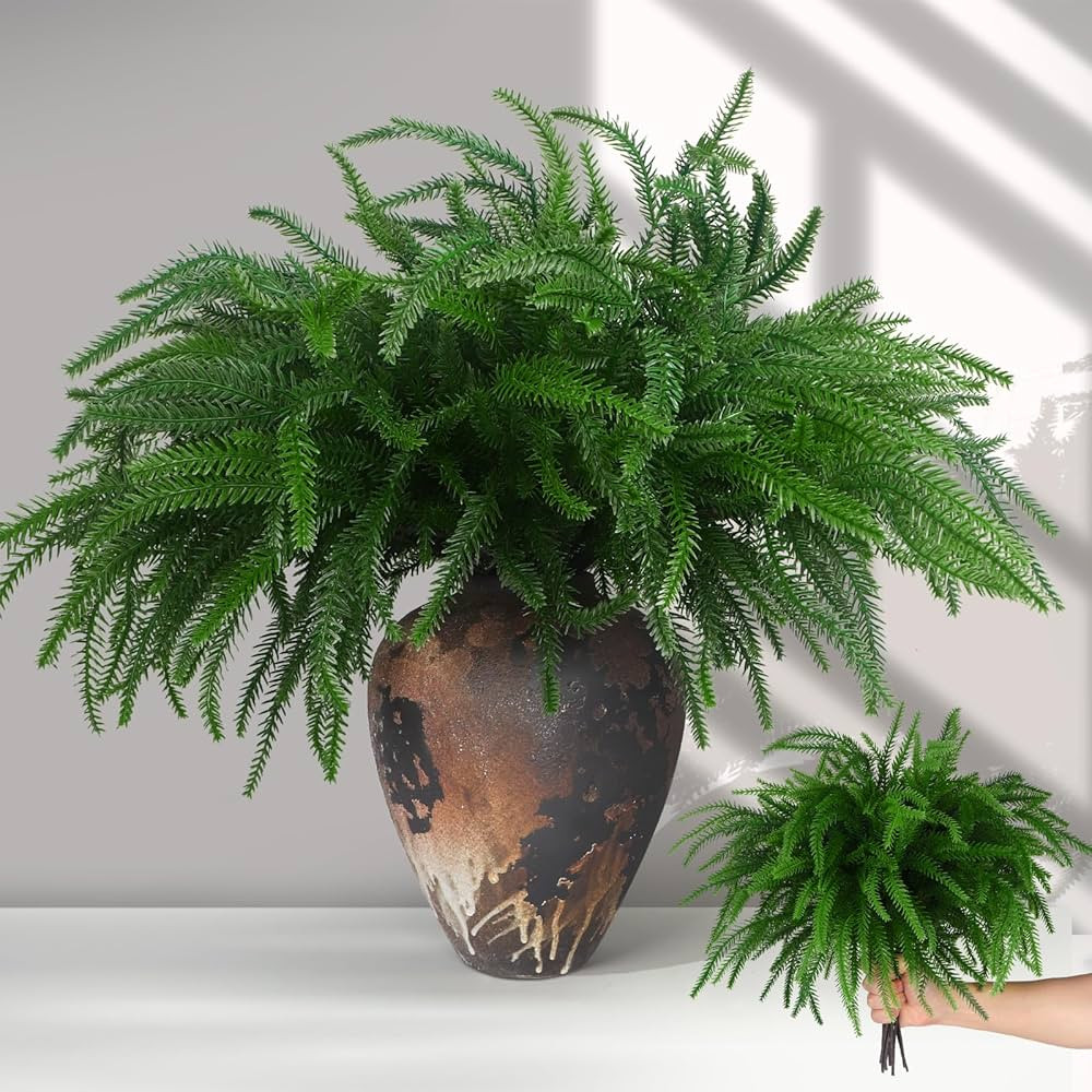 12 Pcs Real Touch Norfolk Pine Branches,Christmas Artificial Norfolk Pine Stems for Vase,DIY Craf... | Amazon (US)