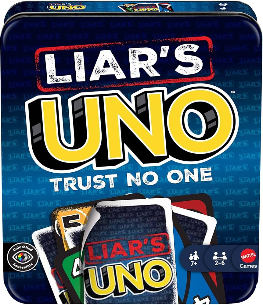 Mattel Games Liar\u2019s UNO Card Game in Travel & Storage Tin for Adults, Kids, Families, Partie... | Amazon (US)