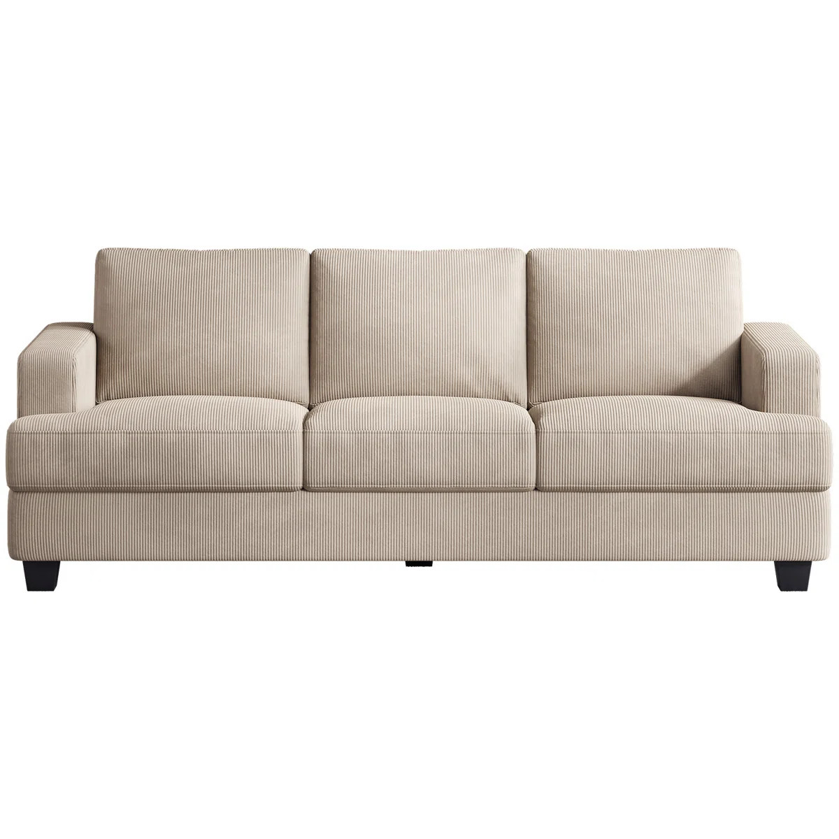89 inch Corduroy Sofa Couch, 3 Seater Sofa With Square Arms For Living Room | Wayfair North America