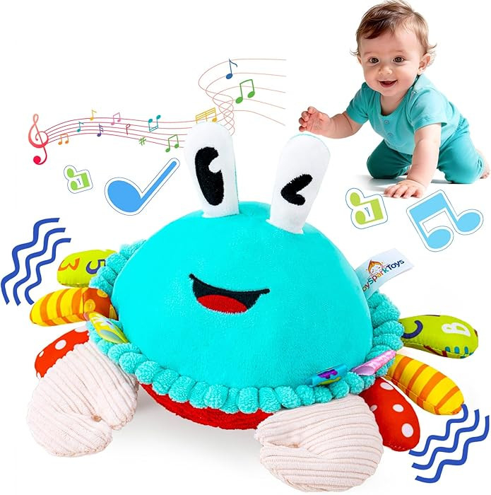 Baby Toys 12-18 Months, Musical Crawling Crab Baby Plush Toy, 50 Songs & Recording Feature, Danci... | Amazon (US)