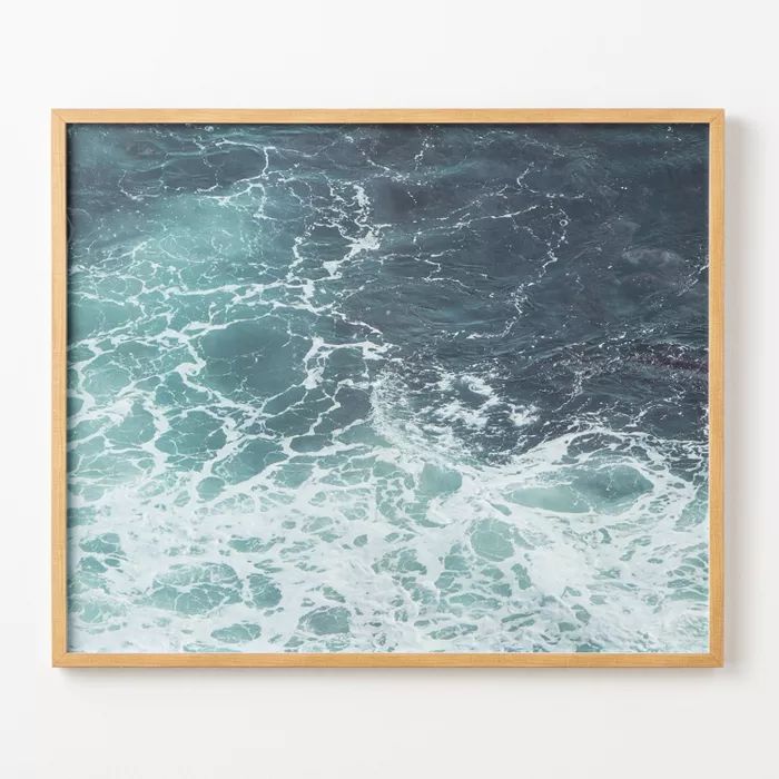 30" x 36" Ocean Wave Light Wood Frame Under Glass No Mat - Threshold™ designed with Studio McGe... | Target