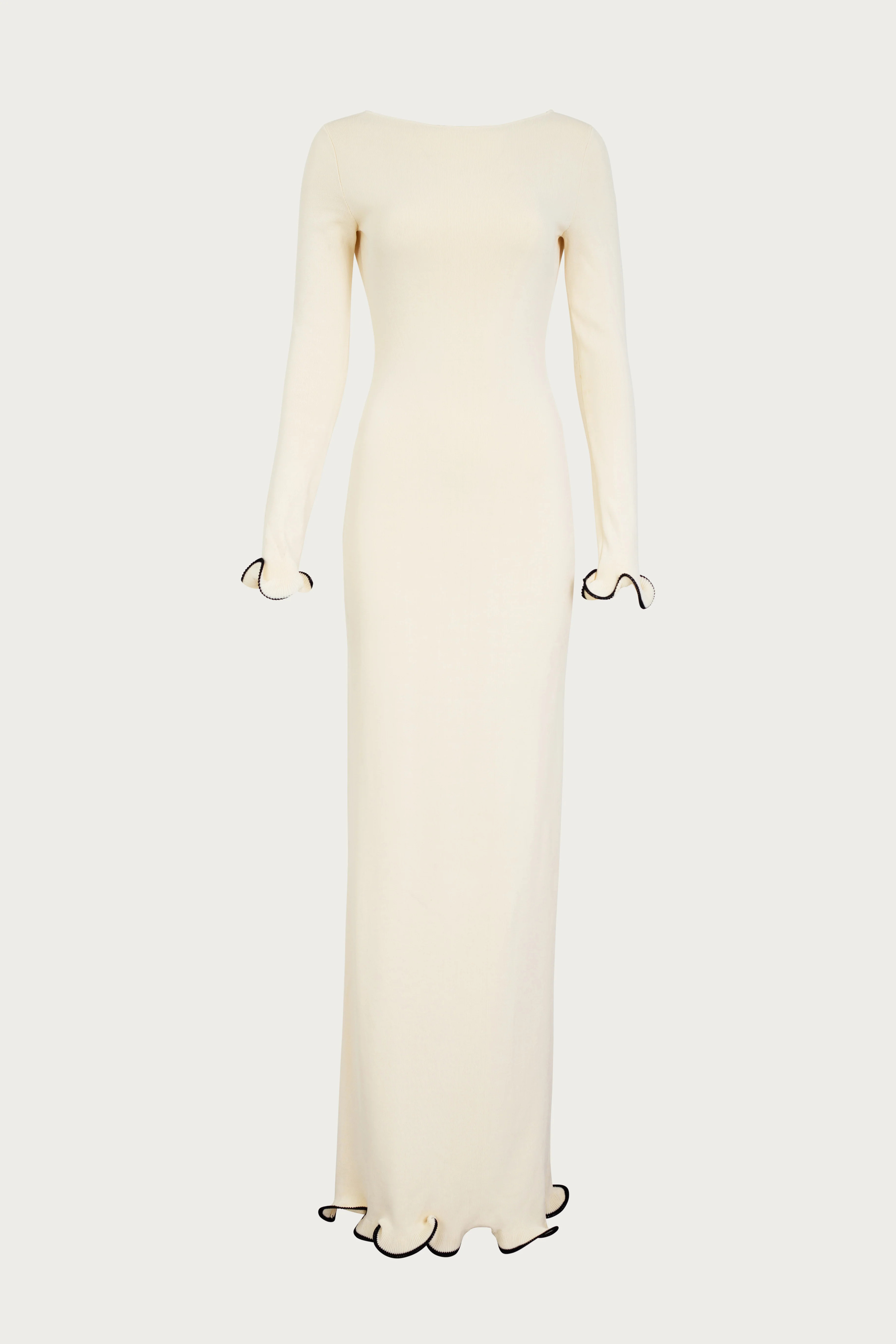 Ruffle Hem Maxi Dress (Cream/Black) | SAME