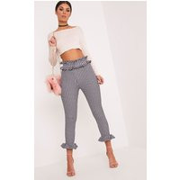 Keren White Gingham Frill Trousers | PrettyLittleThing US