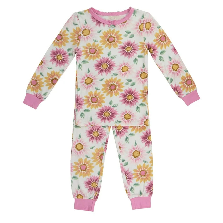 Milkberry Soft Bamboo Pajamas Toddler Pajama Set Girls in Pink Large Flower Pattern - Size 4T | Walmart (US)