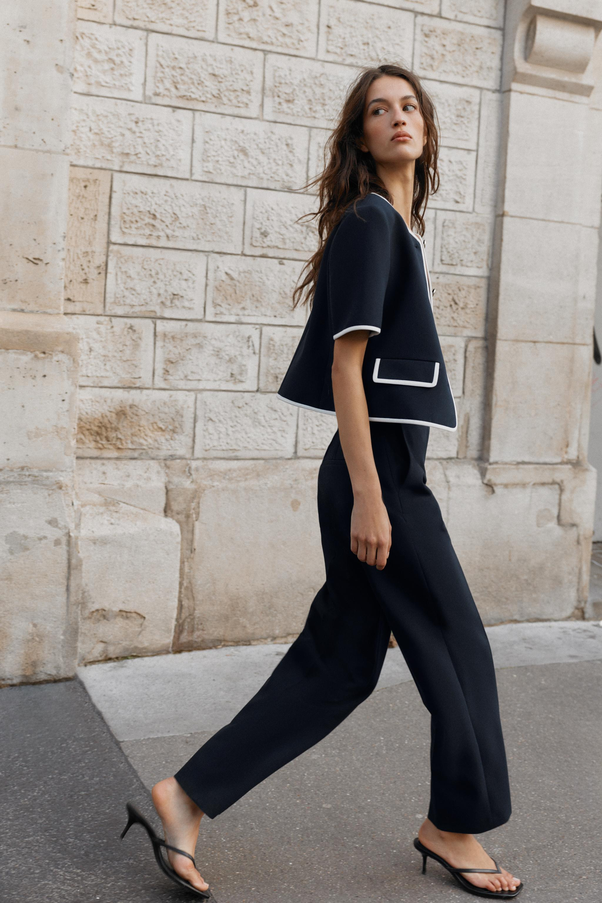 STRAIGHT-LEG TROUSERS WITH CONTRAST WAISTBAND | Zara UK
