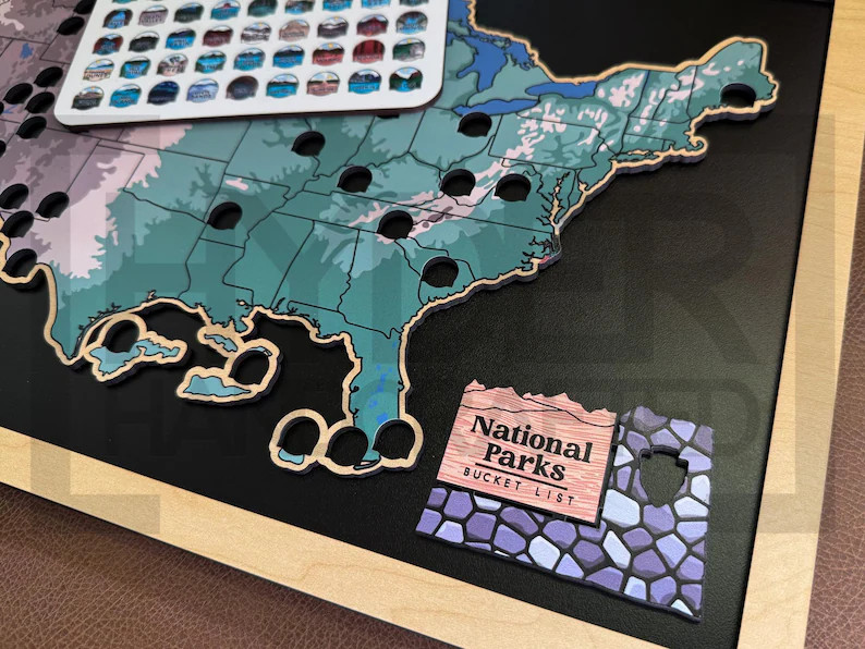 National Parks Bucket List, PREMIUM PRINTED the ORIGINAL, Viral National Parks Map, National Park... | Etsy (US)