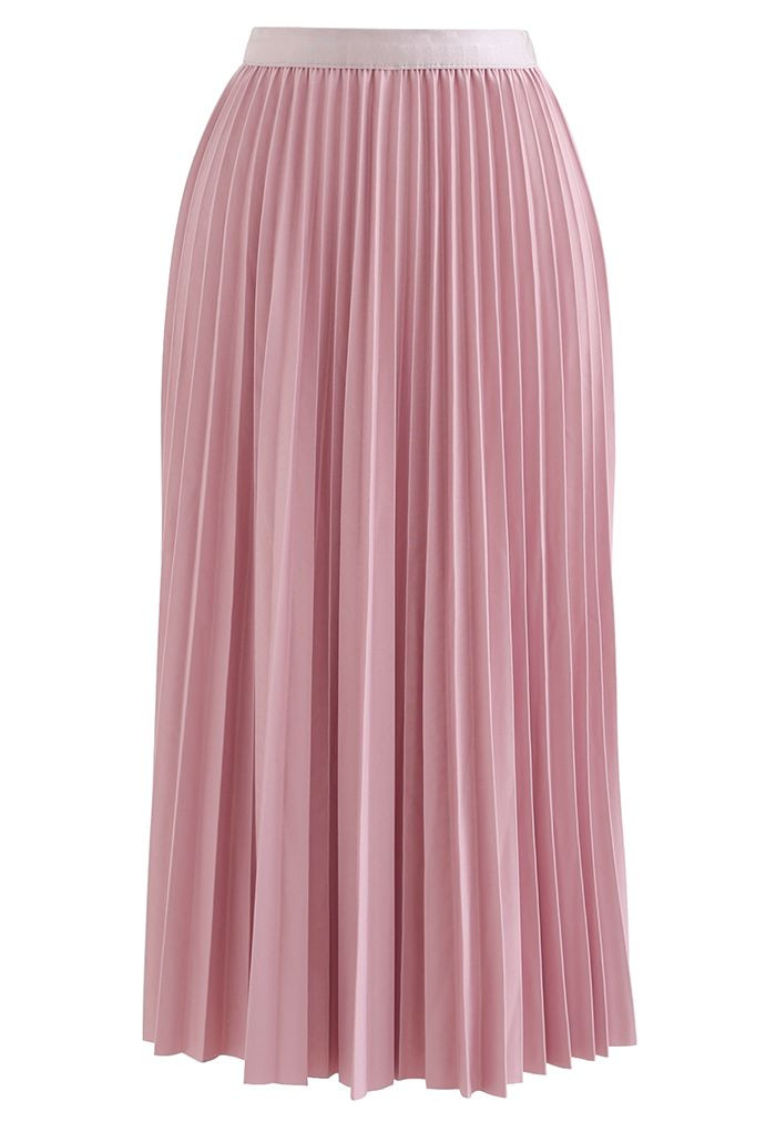 Simplicity Pleated Midi Skirt in Pink | Chicwish