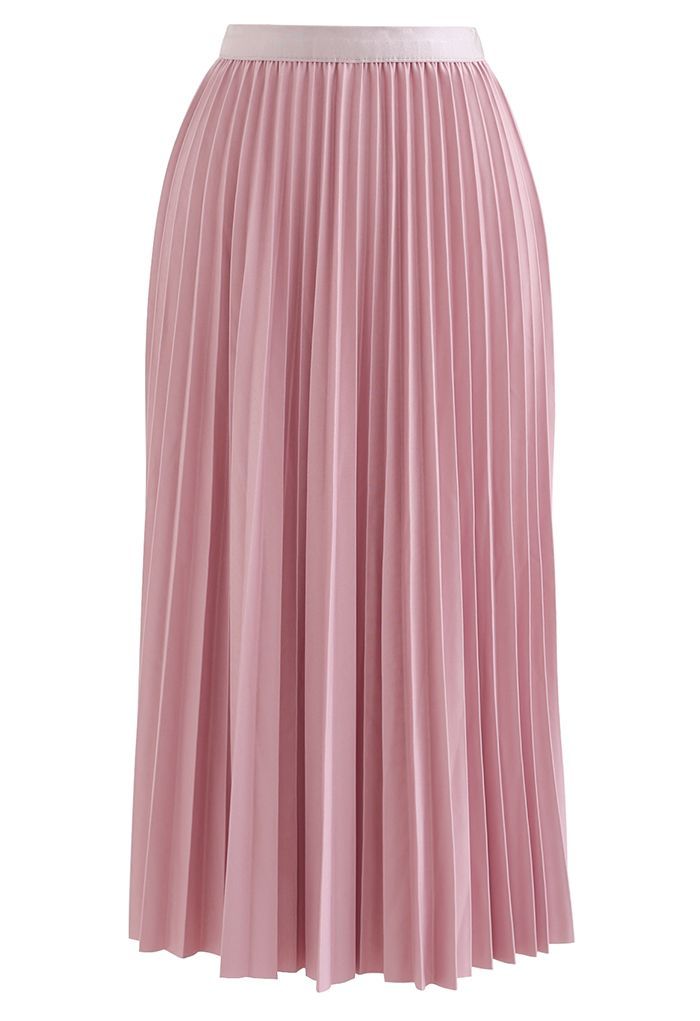 Simplicity Pleated Midi Skirt in Pink | Chicwish