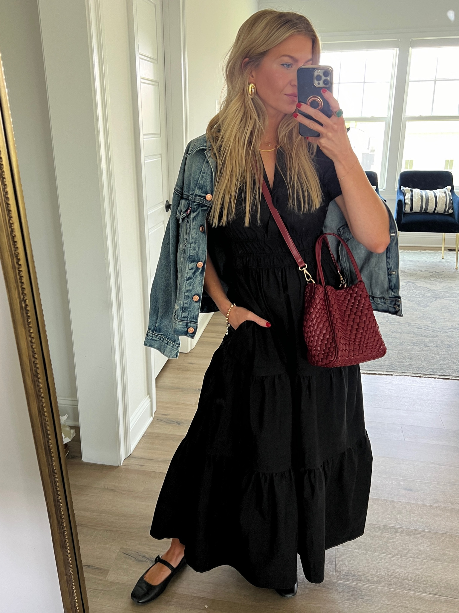 Black dress + denim jacket + Mary Jane flats  

#LTKshoecrush #LTKworkwear #LTKstyletip