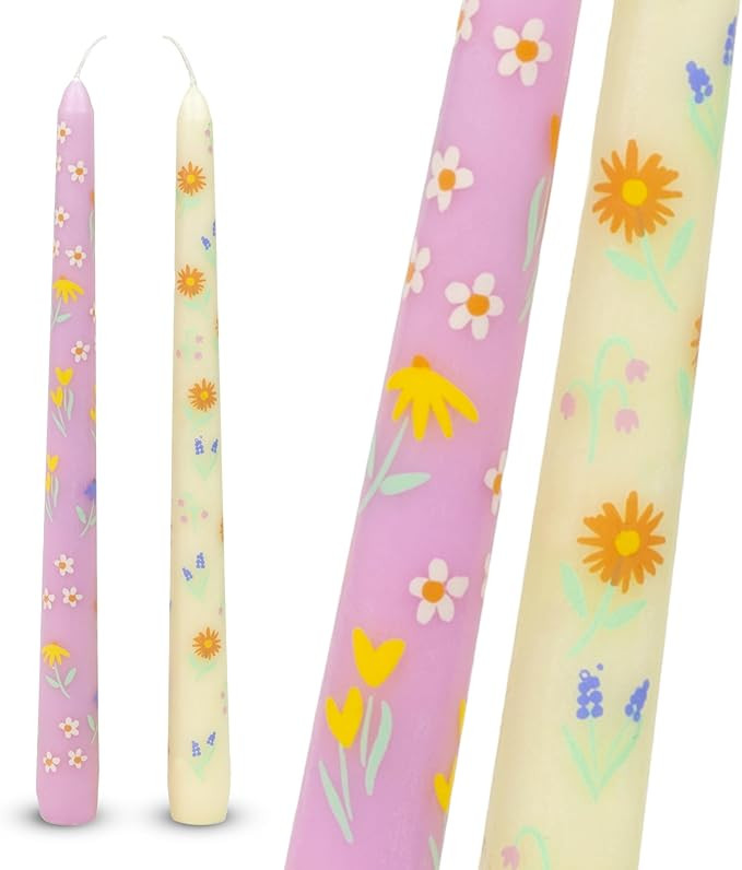 Talking Tables 2 x Floral Dinner Candles Ideal for Mothers Day Birthday Easter Spring Weddings Un... | Amazon (US)