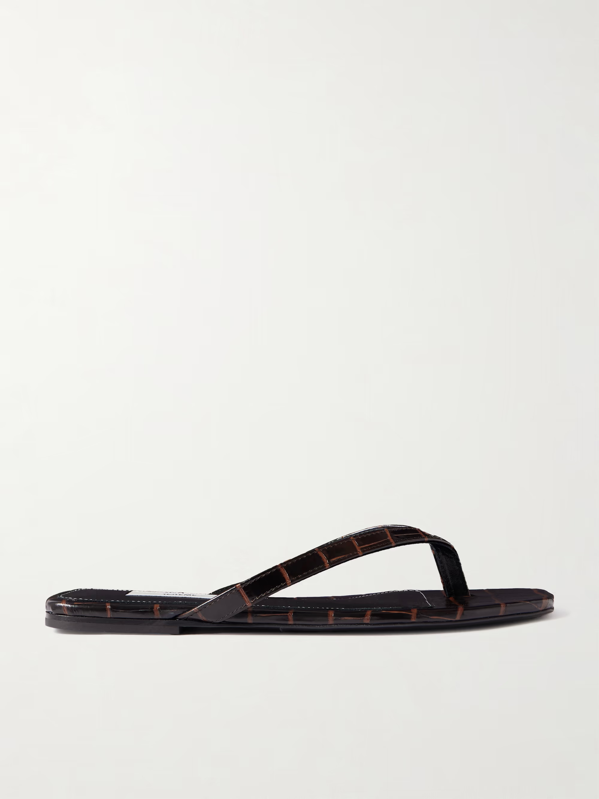 Croc-effect leather flip flops | NET-A-PORTER APAC