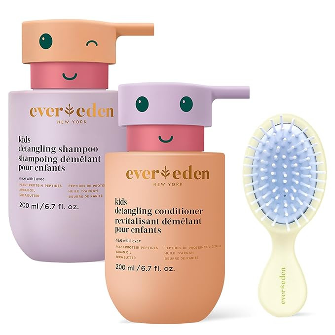 Evereden Happy Hair Duo for Kids: Vegan Shampoo and Conditioner Set with Detangler Brush - Streng... | Amazon (US)