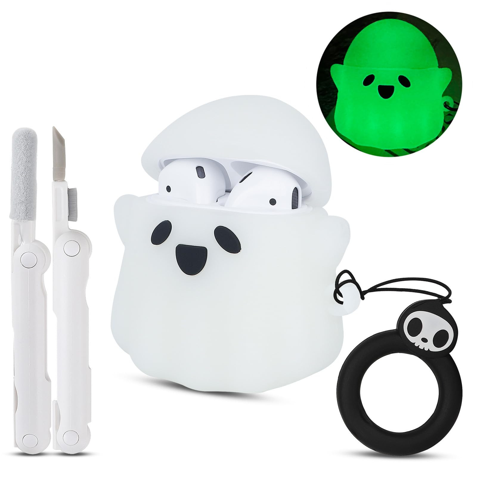 Compatible with Apple AirPods 2nd/1st Generation Charging Case Cover with Cleaner Kit, 3D Hallowe... | Amazon (US)