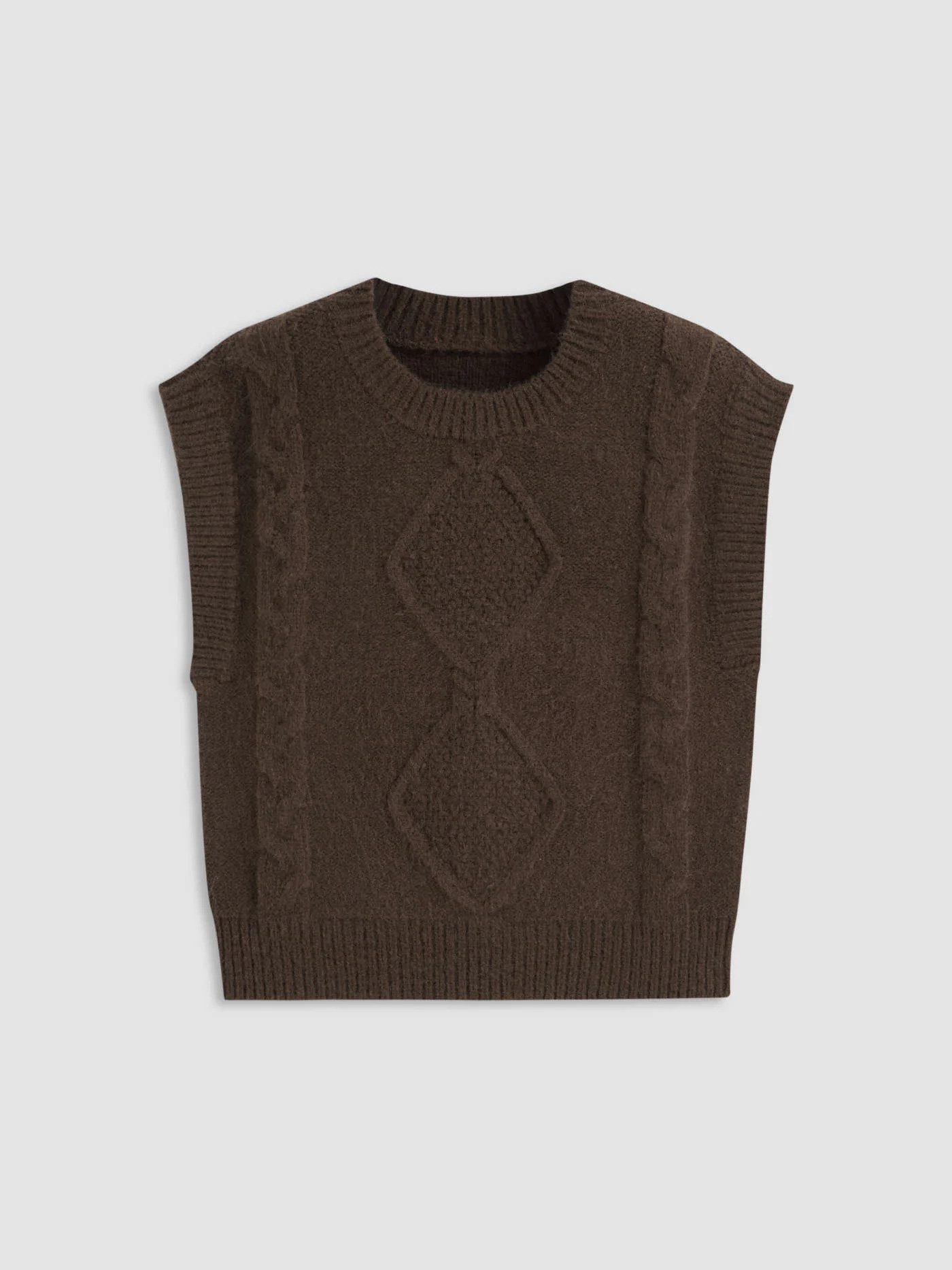 Round Neckline Geometric Knitted Vest | Cider