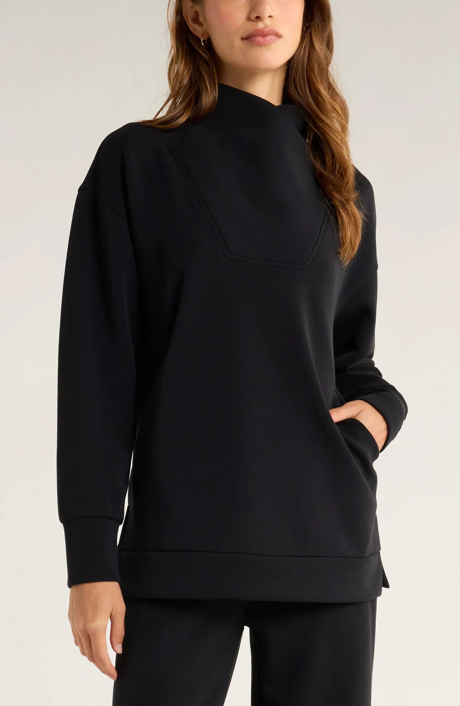 Cozy Scuba Knit Mock Neck Tunic | Nordstrom
