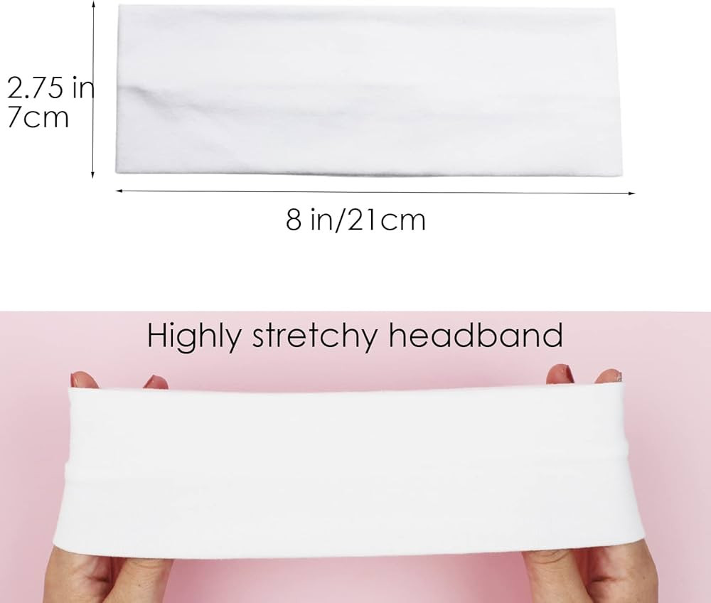 6 Pcs White Headbands for Women Hair Cotton Headband for Tie Dye Party Supplies, Non-slip Stretch... | Amazon (US)