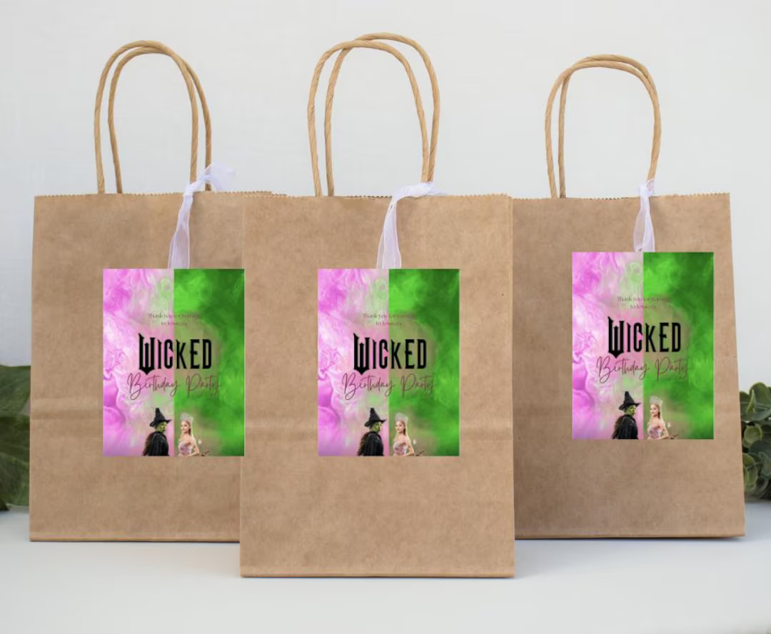 Wicked Themed Gift Favor Bag Tags, Glinda and Elpheba Wicked Themed Birthday Party Favors, Defyin... | Etsy (US)