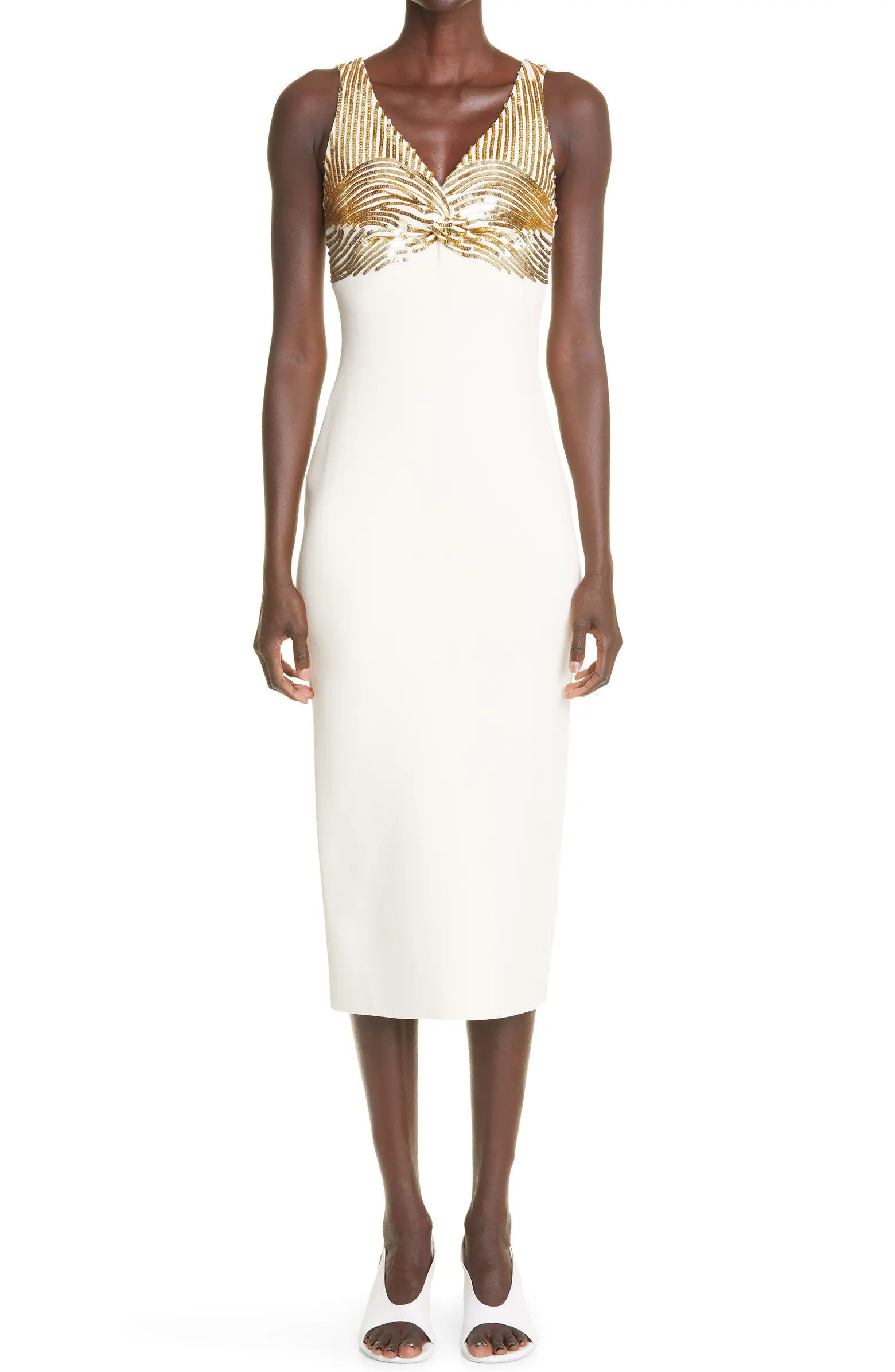 St. John Collection Sequin Stripe Sleeveless Milano Knit Dress | Nordstrom | Nordstrom