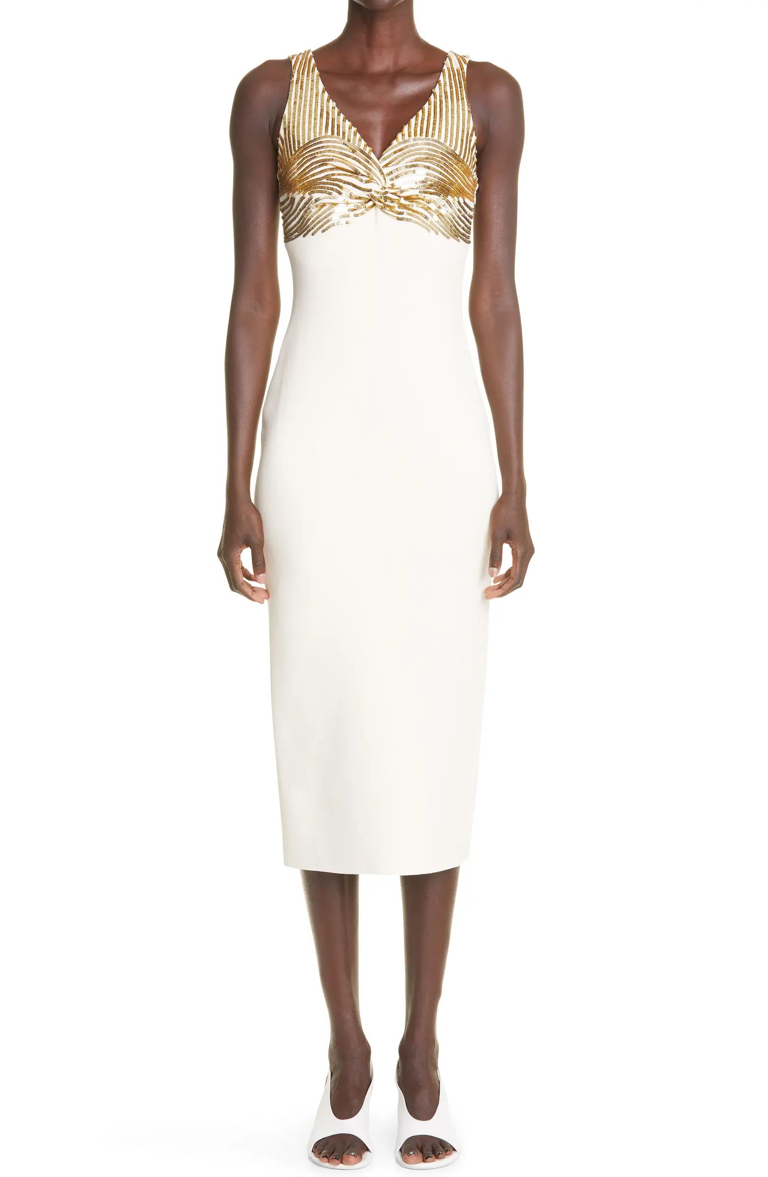 St. John Collection Sequin Stripe Sleeveless Milano Knit Dress | Nordstrom | Nordstrom