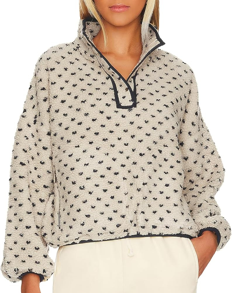 Womens Fleece Sweatshirt Half Zip Sherpa Pullover Jackets Warm Long Sleeve Vintage Hiking Coat wi... | Amazon (US)