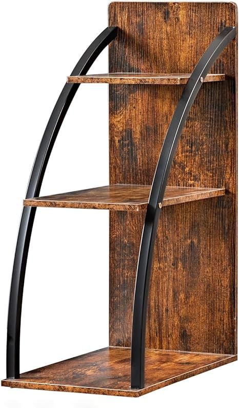 Gannyfer Side Table, Farmhouse End Table with Arc Steel Frame,3-Tier Wood Accent Narrow Tables, L... | Amazon (US)