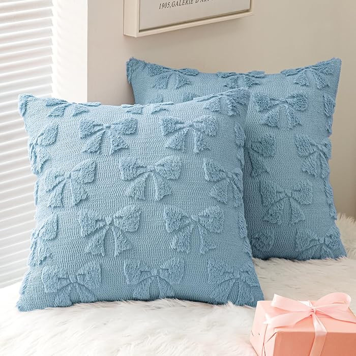 MIULEE Blue Bow Pillow Covers Coquette Room Decor Aesthetic Set of 2 Spring Decorative Cute Girl ... | Amazon (US)