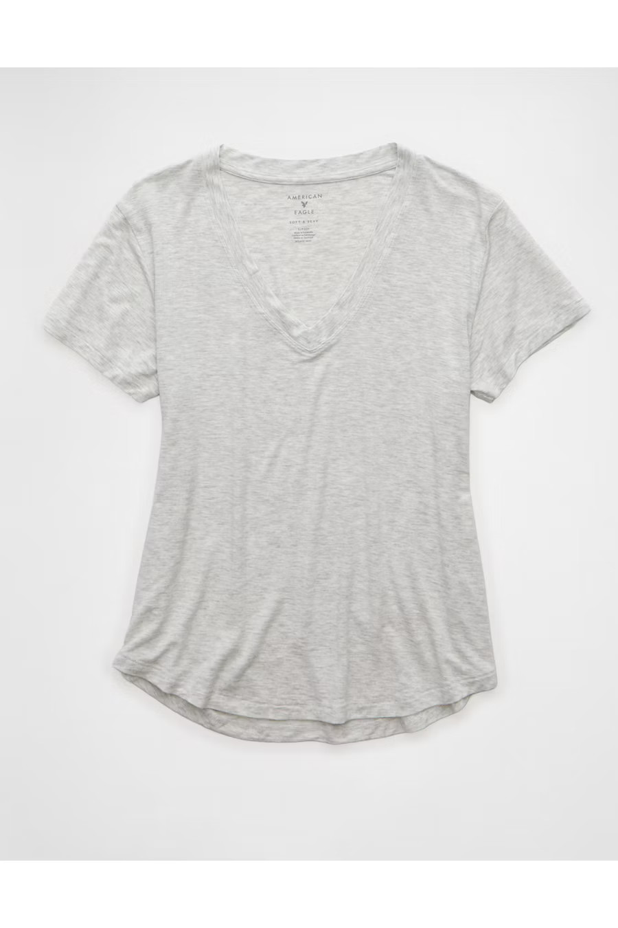 AE Soft & Sexy V-Neck T-Shirt Women's Heather Gray L | American Eagle Outfitters (US & CA)