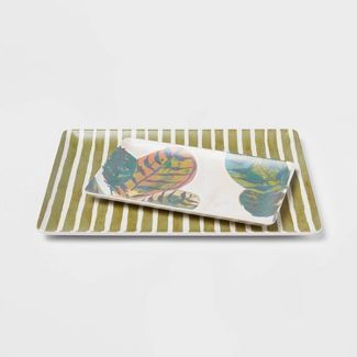 2pc Bamboo and Melamine Serving Platter Set - Threshold™ | Target