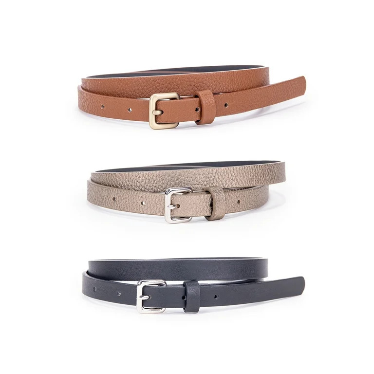 LP | LP by Linea Pelle Women's 3 for 1 Skinny Belts, Bronze Black Brown | Walmart (US)