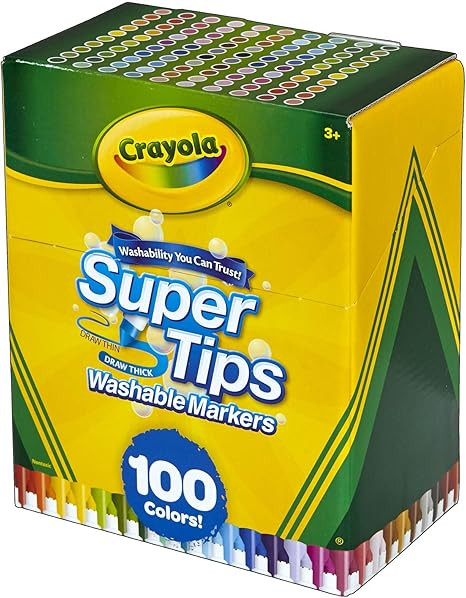 Crayola Super Tips Marker Set, Washable Markers, Assorted Colors, Art Set for Kids, 100 Count | Amazon (US)