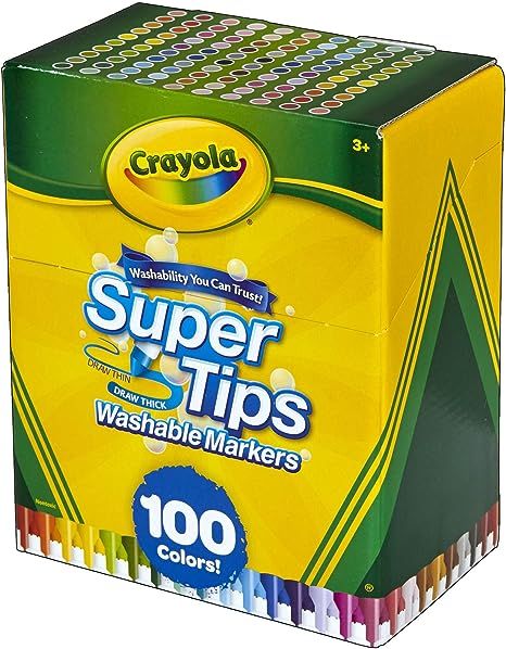 Crayola Super Tips Marker Set, Washable Markers, Assorted Colors, Art Set for Kids, 100 Count | Amazon (US)