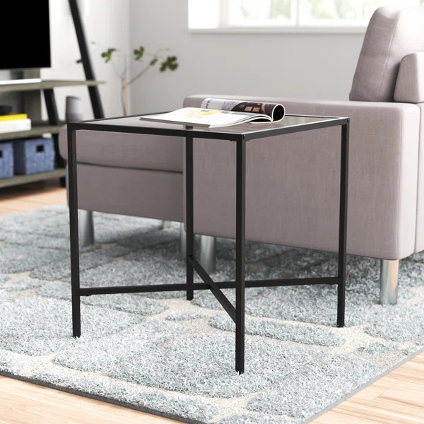Hagood 22'' Tall Glass Cross Legs End Table | Wayfair North America