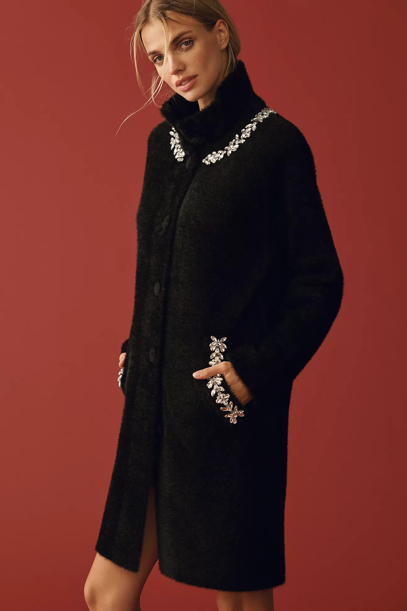 NVLT Eyelash Knit Embellished Coatigan | Anthropologie (US)