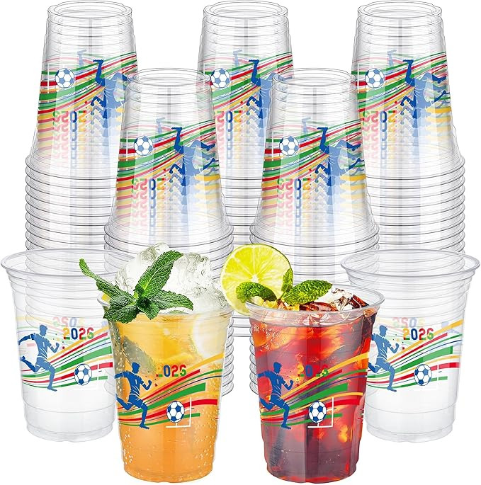 Kochorie 60 Pack 2026 World Cup Plastic Cups Bulk 16 Oz Disposable Soccer Fan Party Drinking Cups... | Amazon (US)