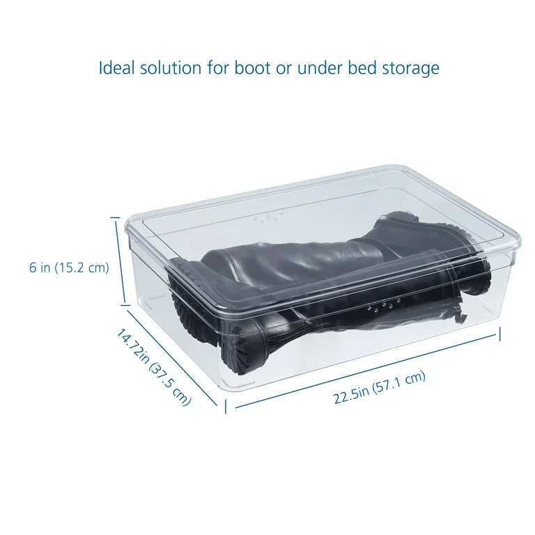 Mainstays Clear Plastic Glossy Boot Box with Lid for Adult | Walmart (US)